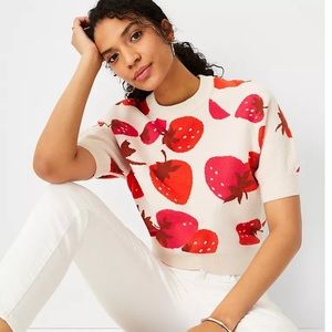 Ann Taylor Strawberry Short Sleeve Sweater. Size L